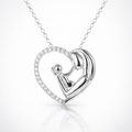 Silver heart-shaped pendant necklace on a white background