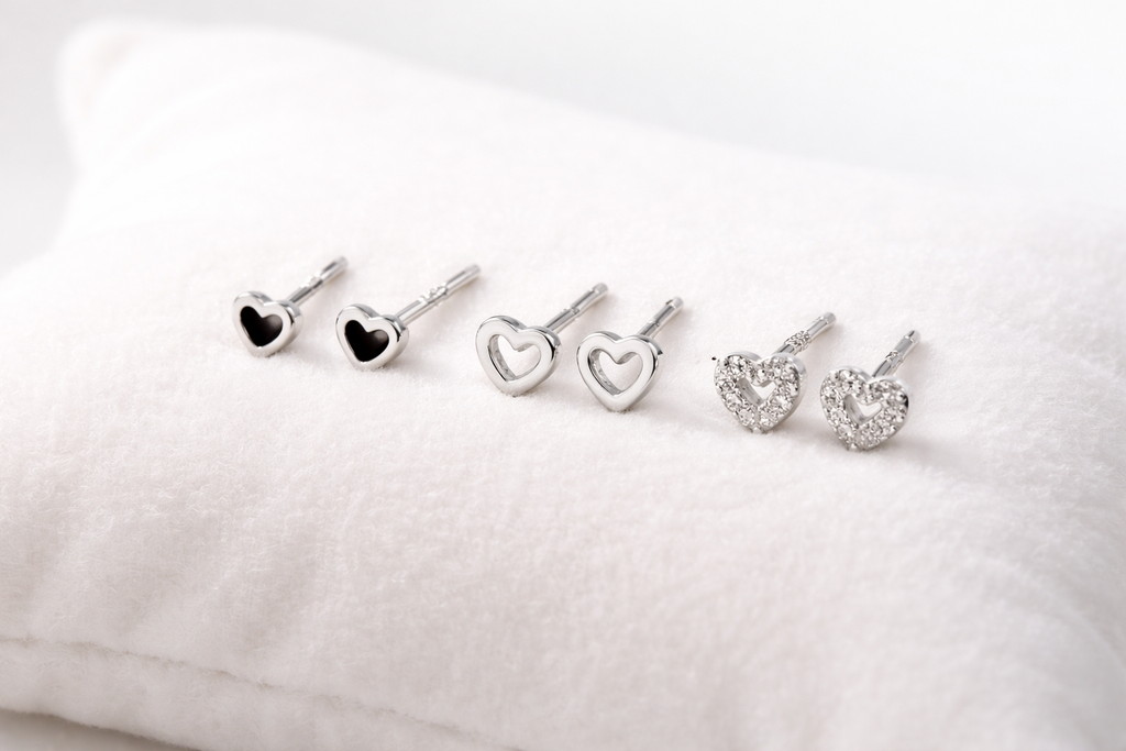 heart stud earrings