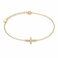 Gold bracelet with a side-cross design on a white background