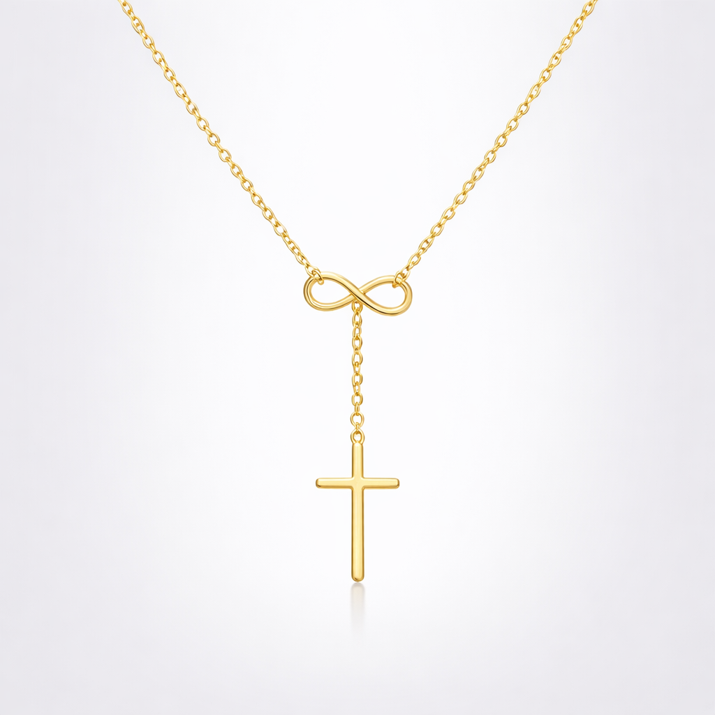 gold cross infinity necklace