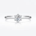 Silver ring with a diamond on a white background