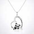 Silver panda pendant necklace on a white background