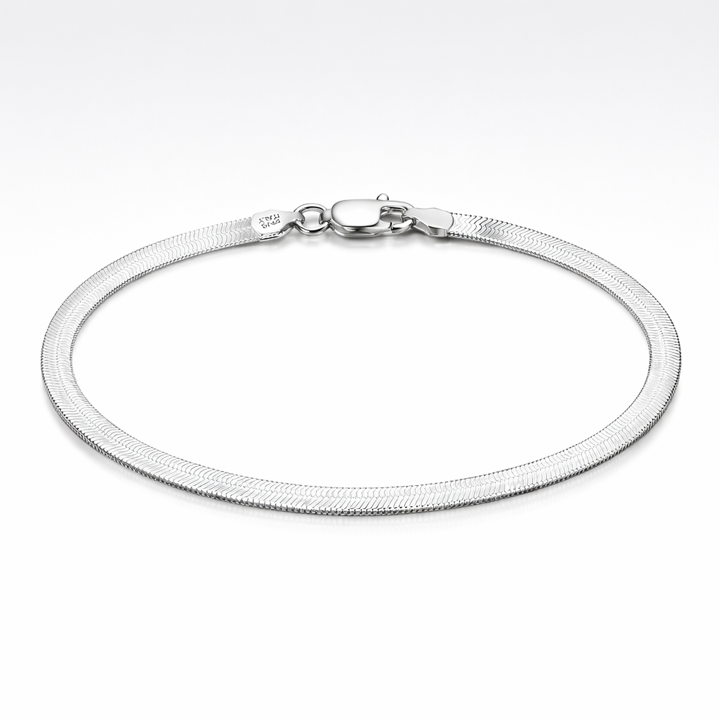 Silver bracelet on a white background