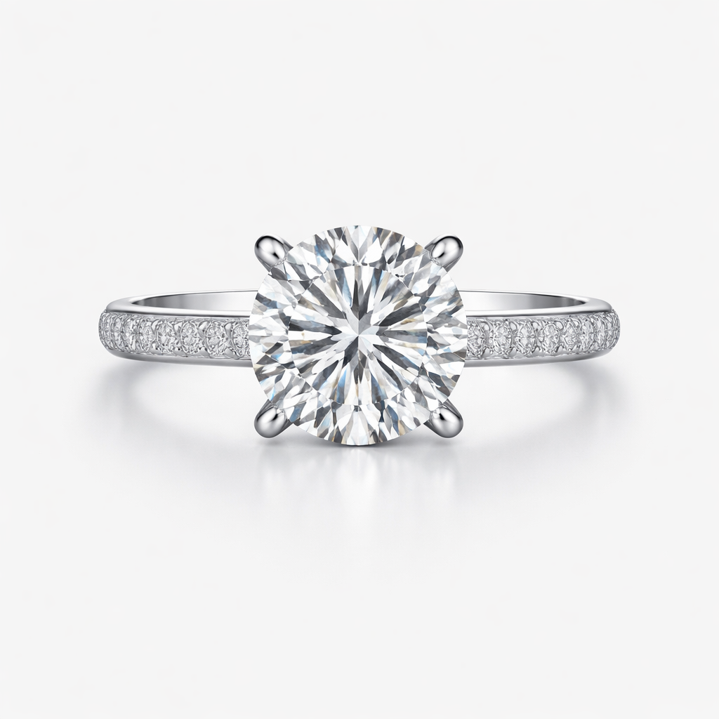 Diamond ring with a white background