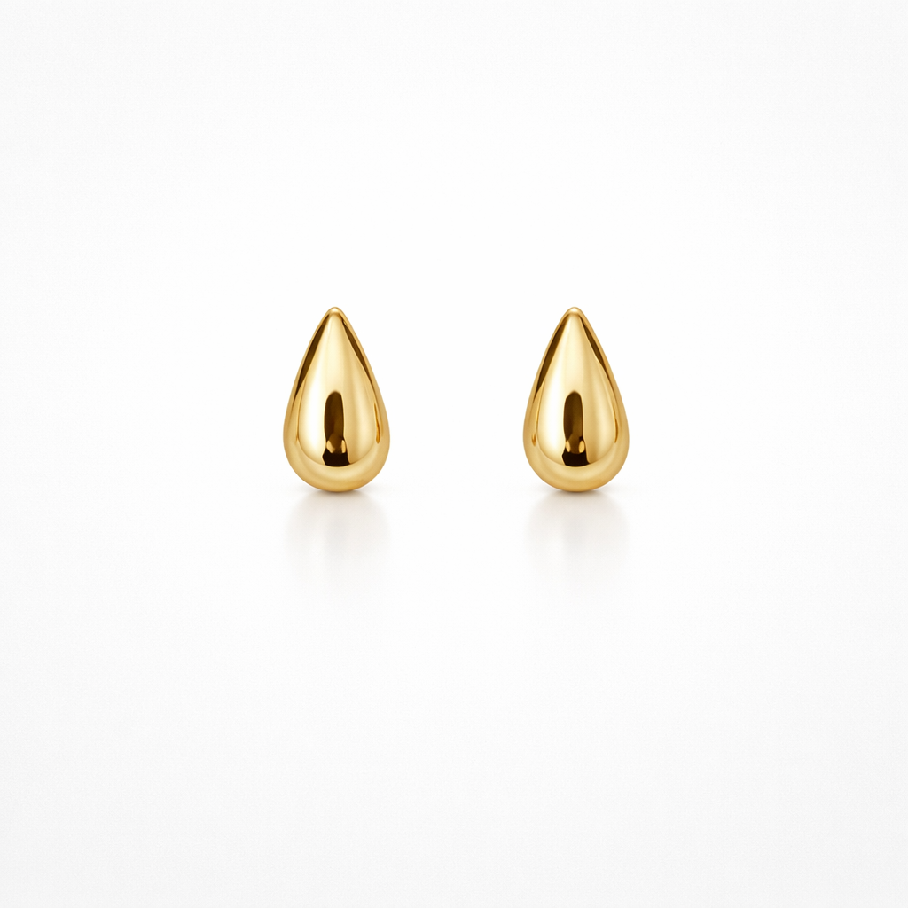 gold water drop stud earrings